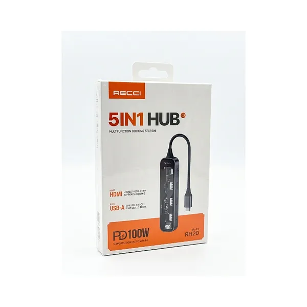 RECCI 5 EN 1 HUB HDMI+USB RH20