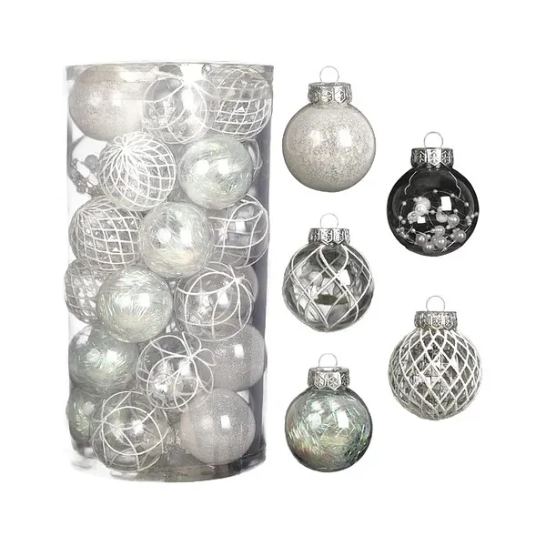 BOLAS DE NAVIDAD BLANCAS (8 CM 6 PZS)