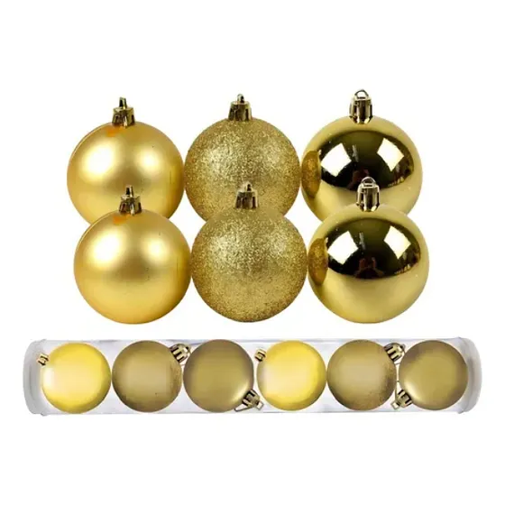 ADORNO DE BOLAS AMARILLO Y PLATEADO (6 CM 28 PIEZAS)