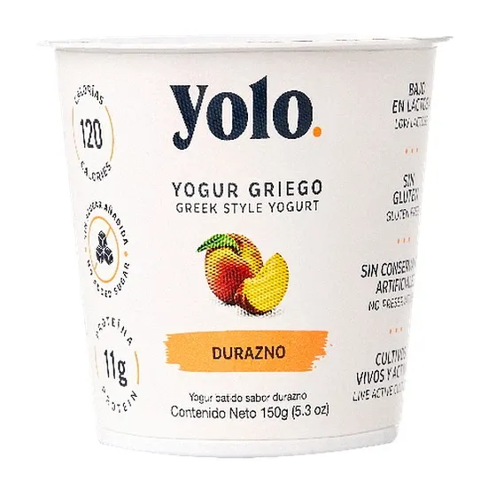 YOGURT GRIEGO DE DURAZNO YOLO (150 G)