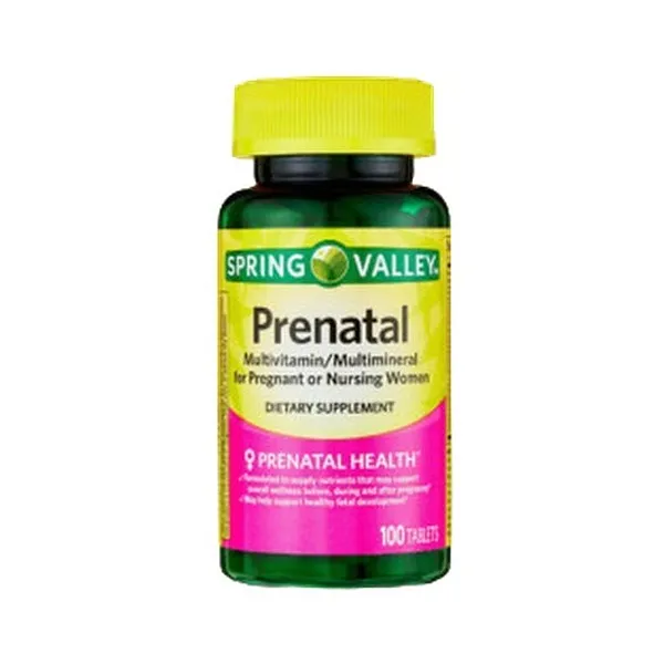 MULTIVITAMÍNICO PRENATAL SPRING VALLEY (100 UNIDADES)
